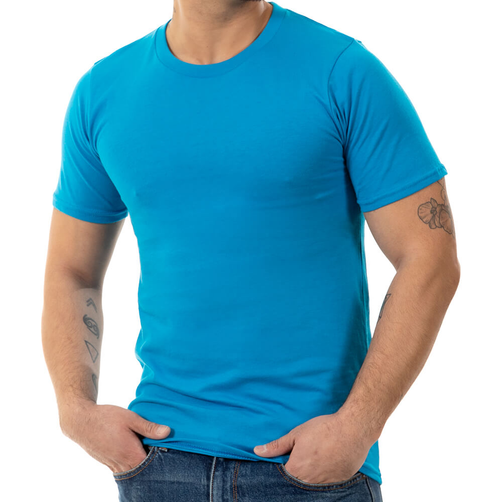 Aqua Blue Cotton T Shirt