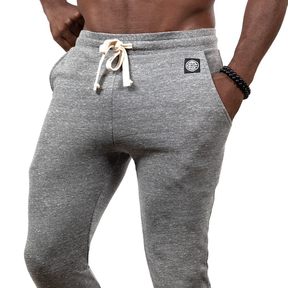 Light Grey Marled Jogger Sweatpant Made in USA For Men – Blade + Blue