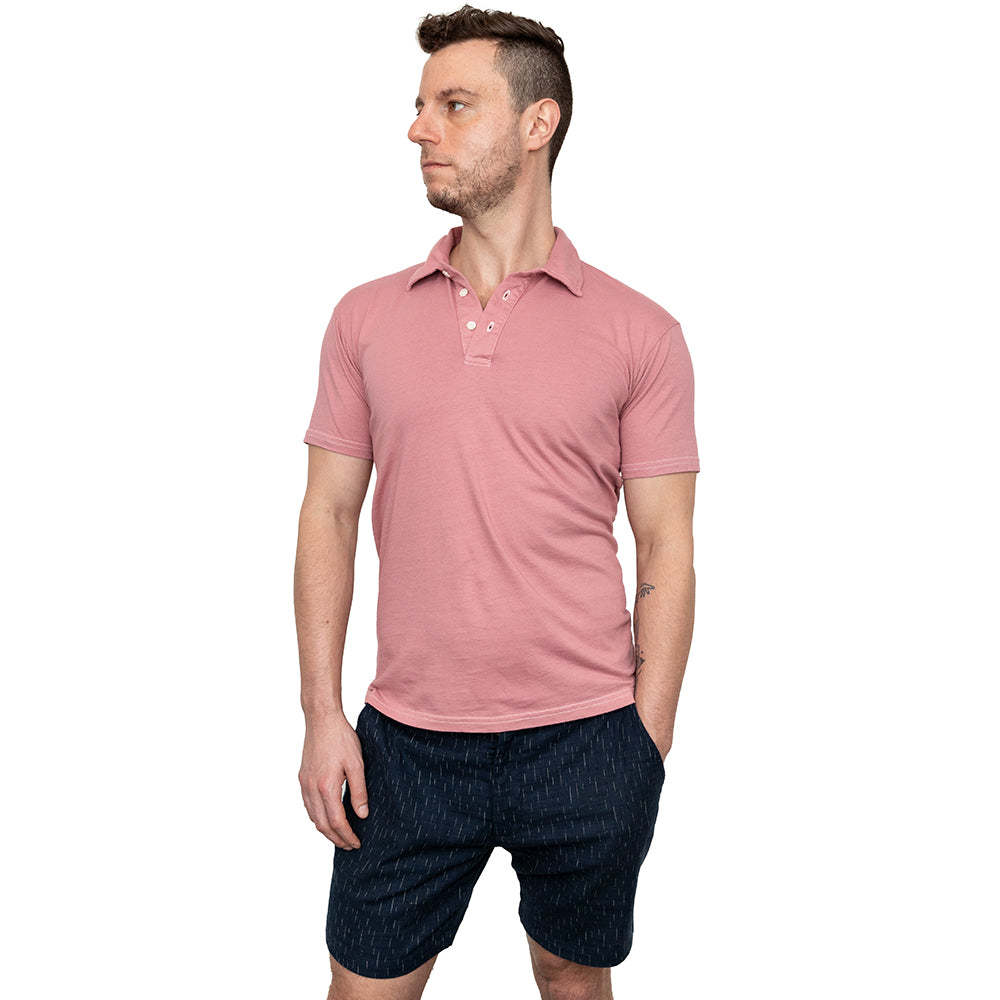 Organic Cotton Jersey Polo Shirt in Sweet Pink