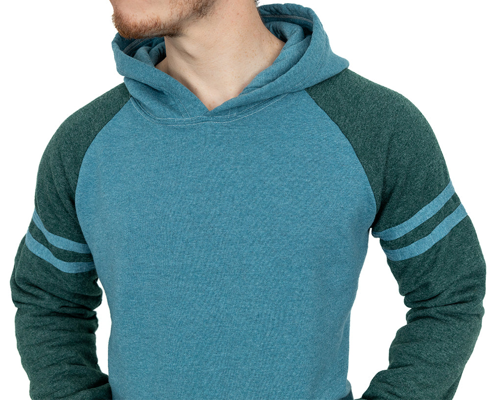 Teal &amp; Olive Varsity Stripe Popover Hoodie