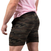 Olive Green Camouflage Hugger Sweat Shorts - Made In USA