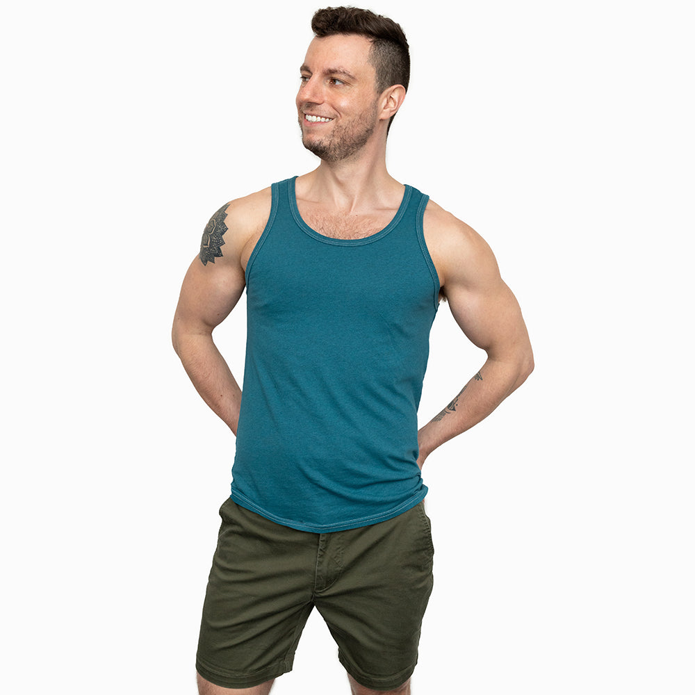 Organic Cotton Tank in Teal Blue