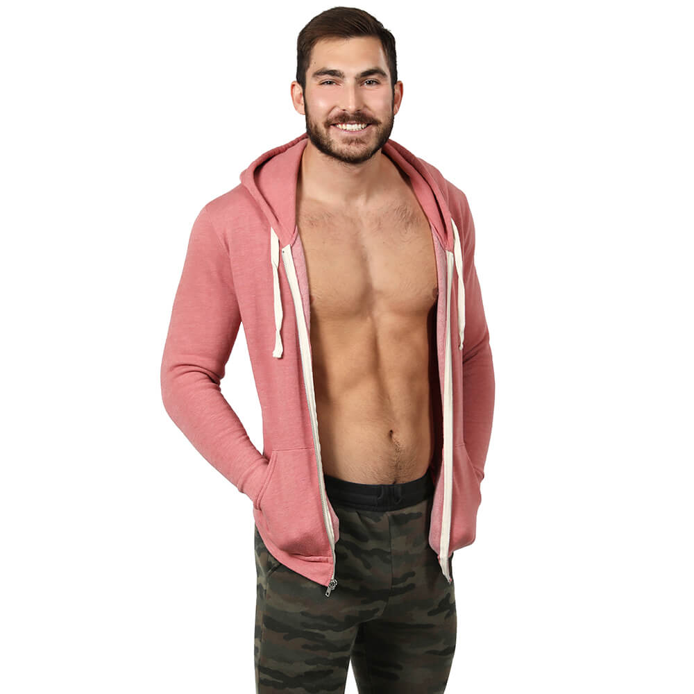 Dusty Rose Pink Full Zip Hoodie