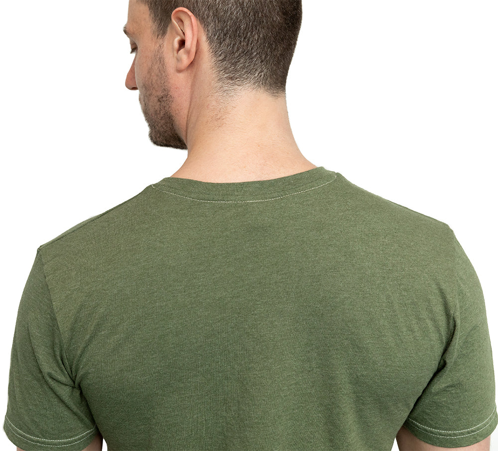 Short Sleeve Henley Tee in Army Green Heather