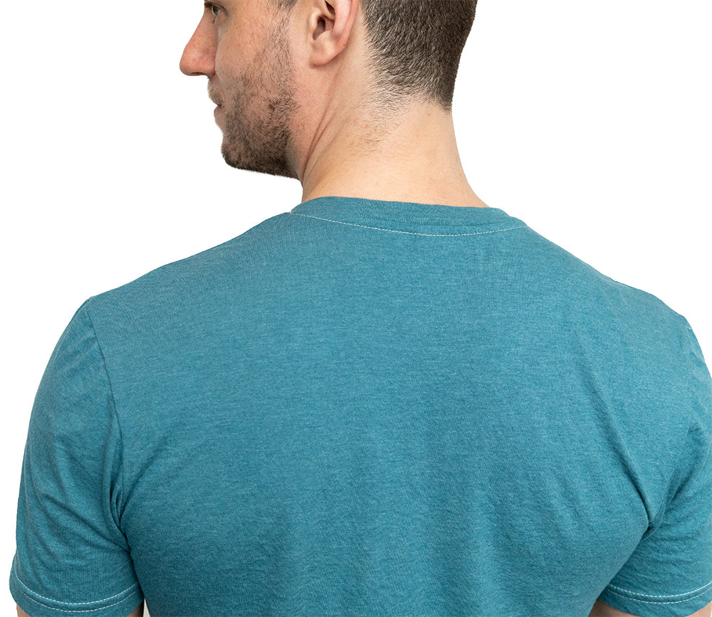 Short Sleeve Henley Tee in Teal Blue