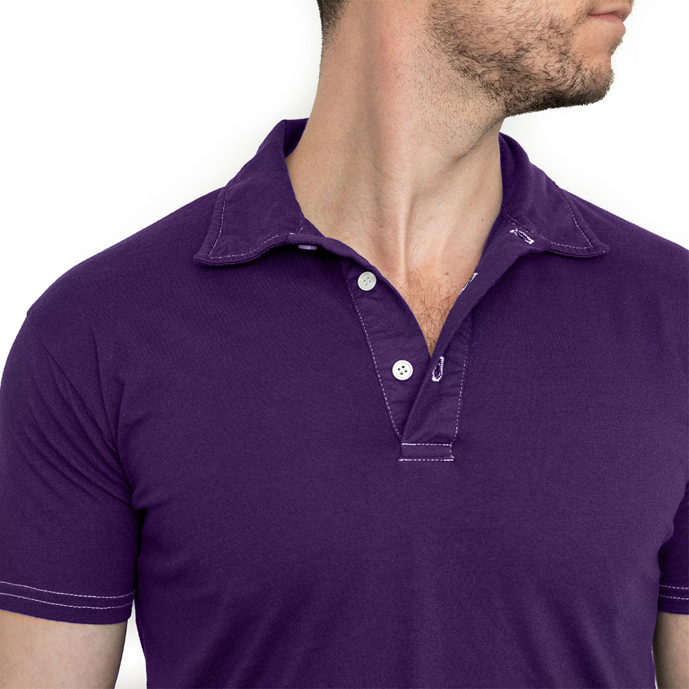 Organic Cotton Jersey Polo Shirt in Royal Purple