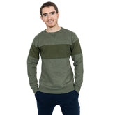 Martini Olive Green Chest Stripe Crewneck Sweatshirt