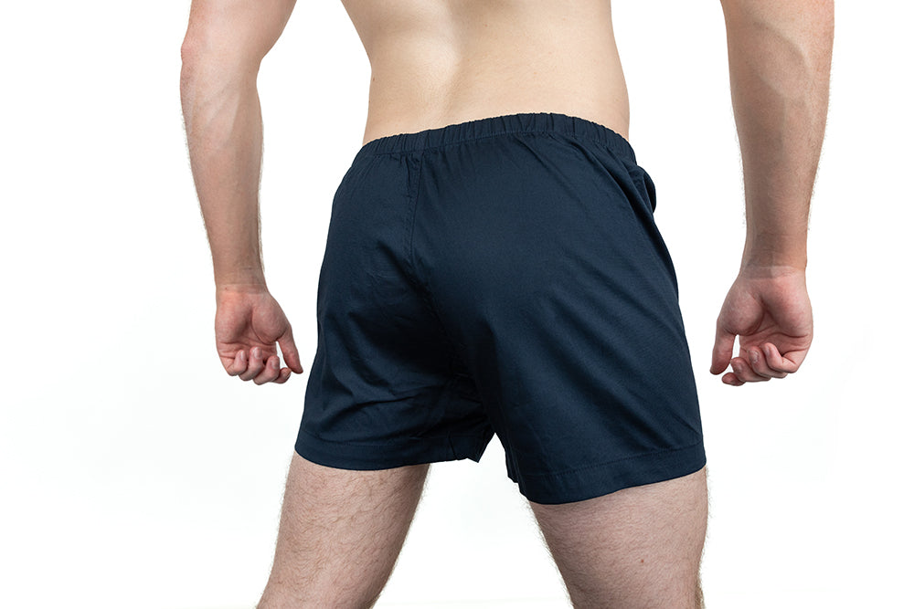 “BLADE&quot; - Solid Navy Blue Slim-Cut Boxer Short - Made In USA