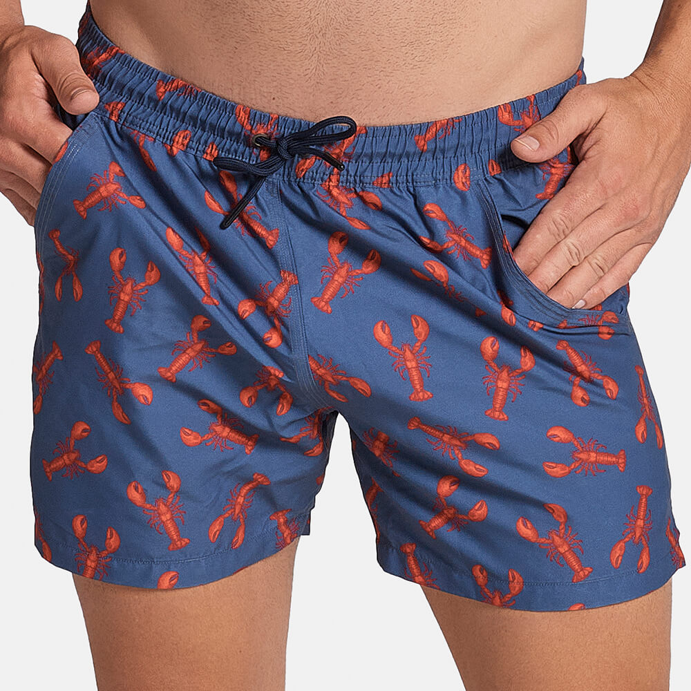 5&quot; Inseam Swim Trunk in Blue &amp; Red Lobster Print