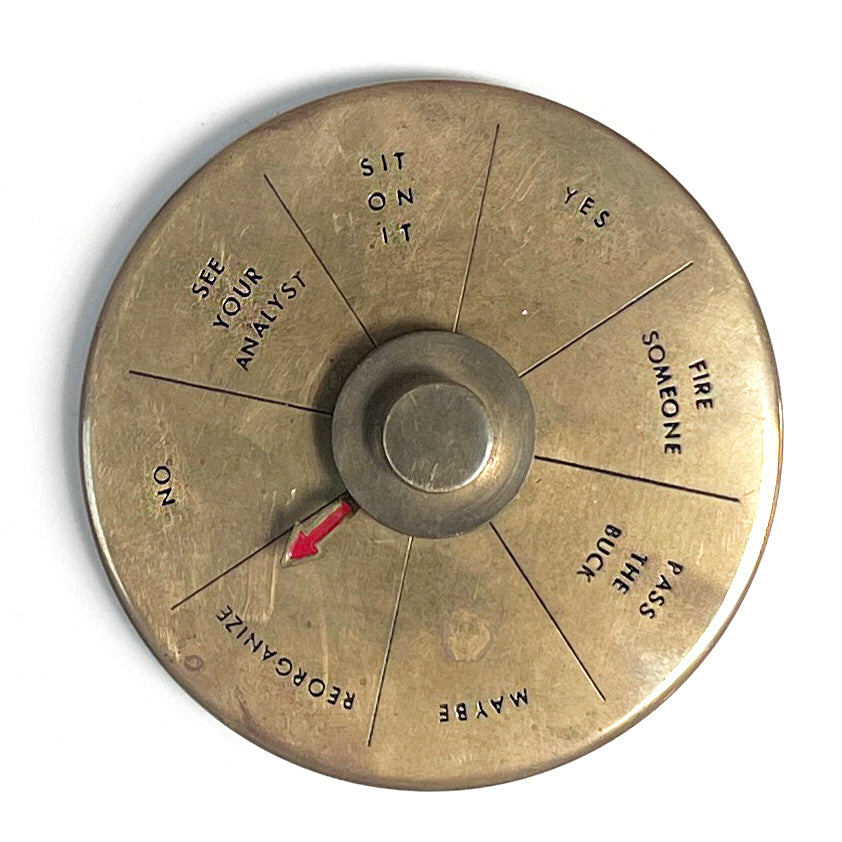 Vintage Brass Executive Decision Maker Spinner Paperweight