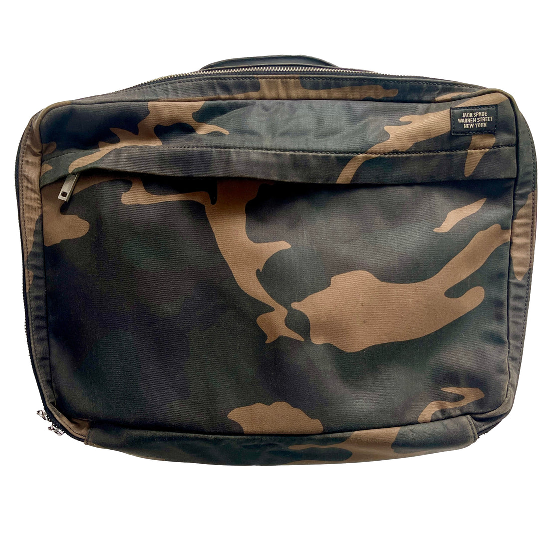 Jack Spade Camouflage &amp; Leather Backpack / Briefcase Hybrid Bag