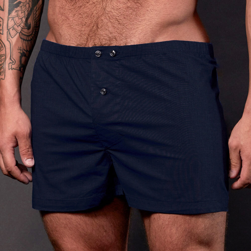 “BLADE&quot; - Solid Navy Blue Slim-Cut Boxer Short - Made In USA