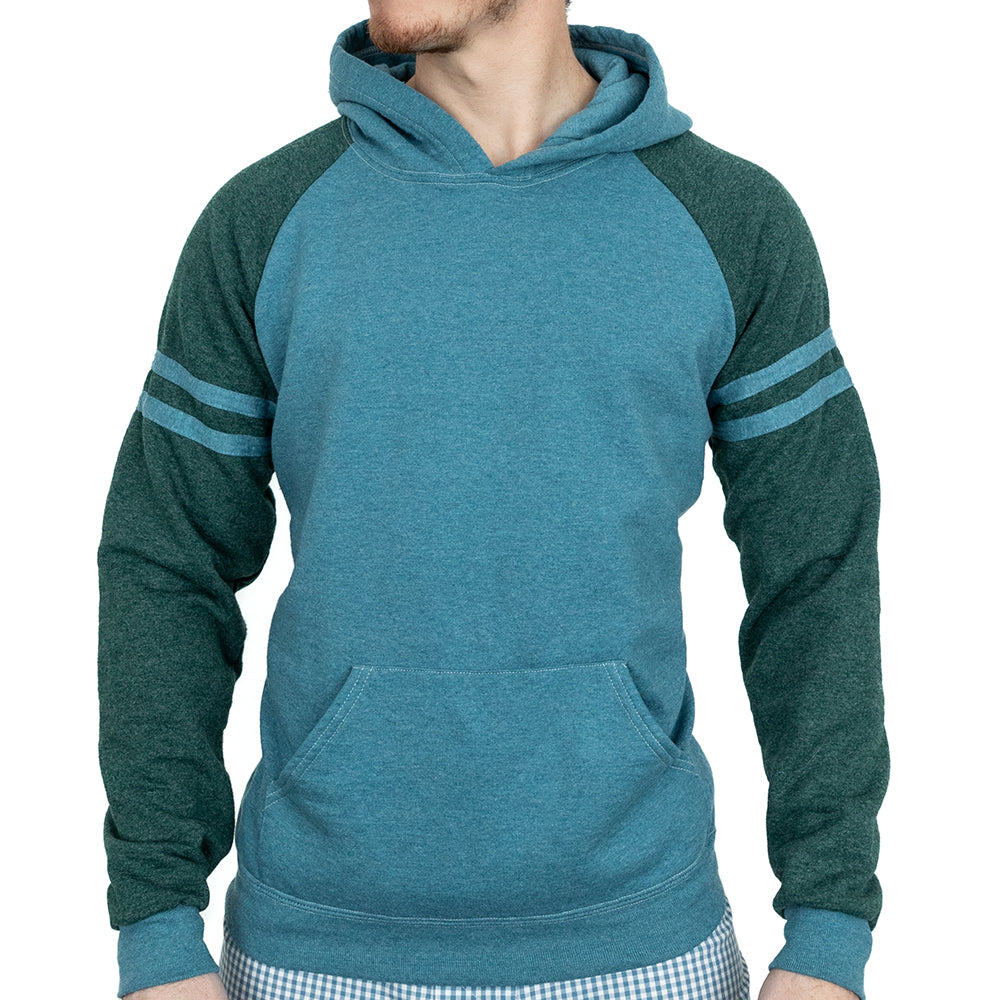 Teal &amp; Olive Varsity Stripe Popover Hoodie