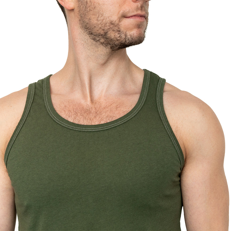 The &quot;Bruiser&quot; Cotton Tank Top in Dark Army Green