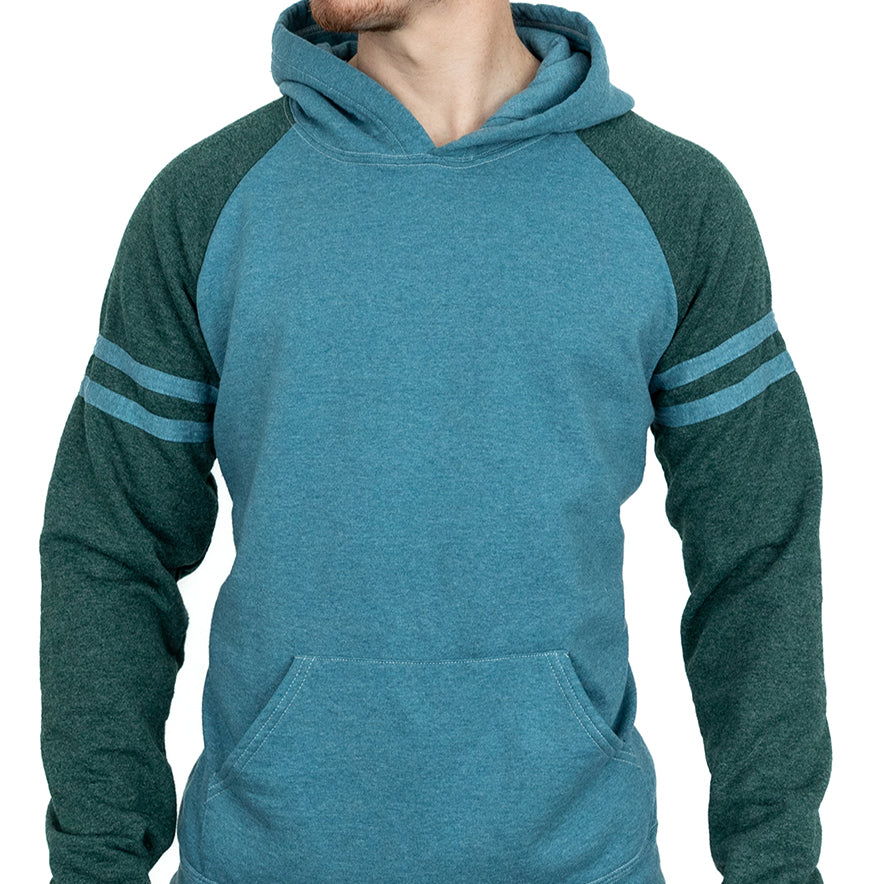 Teal &amp; Olive Varsity Stripe Popover Hoodie