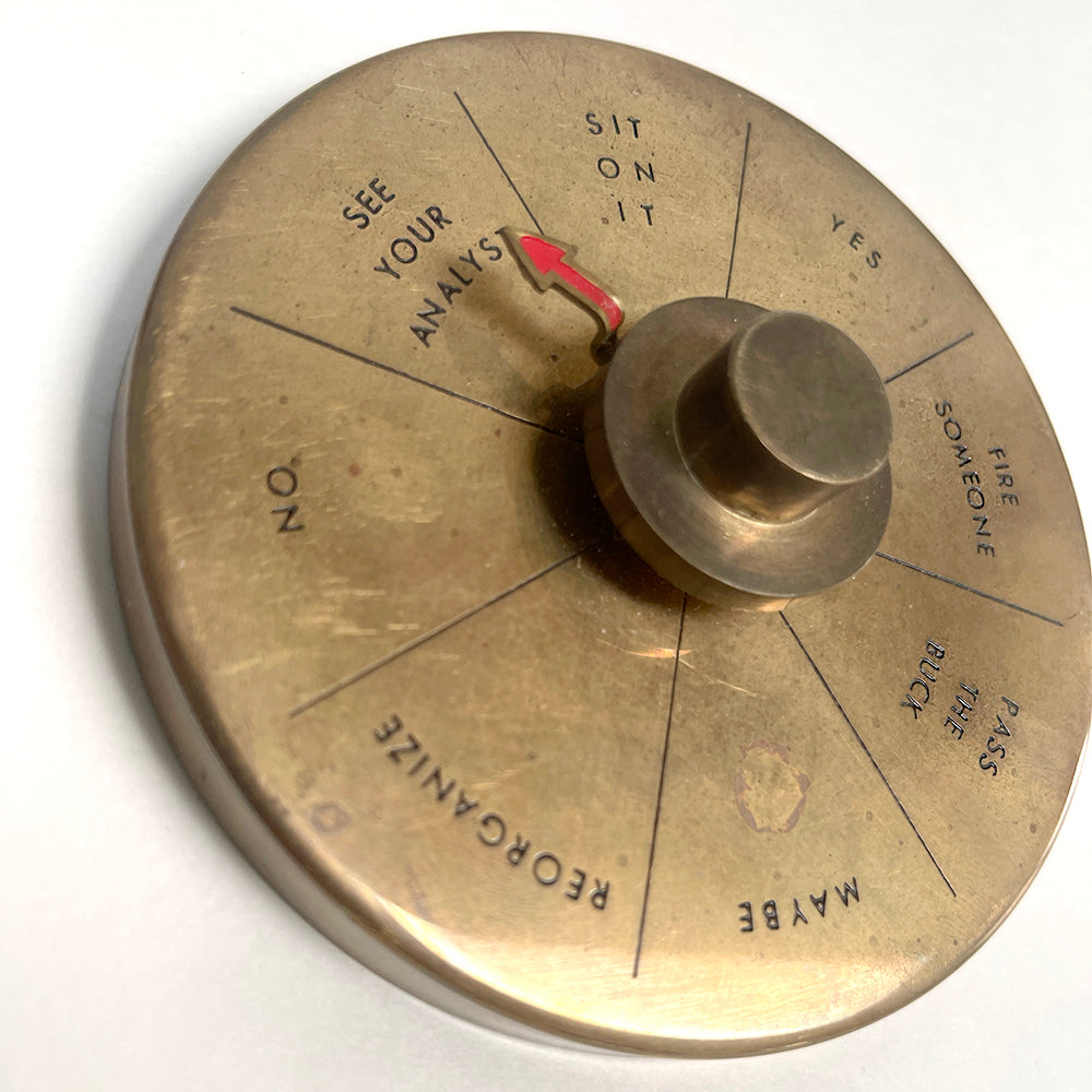 Vintage Brass Executive Decision Maker Spinner Paperweight