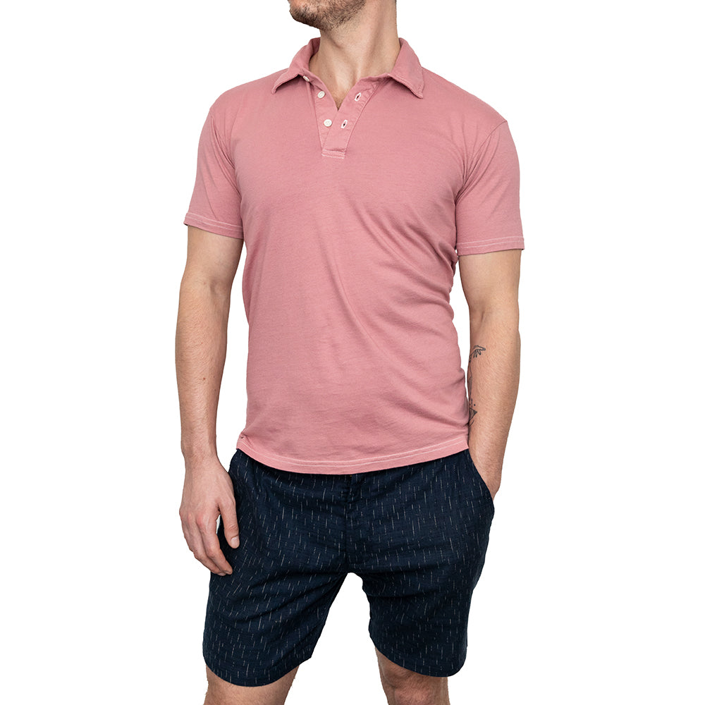 Organic Cotton Jersey Polo Shirt in Sweet Pink