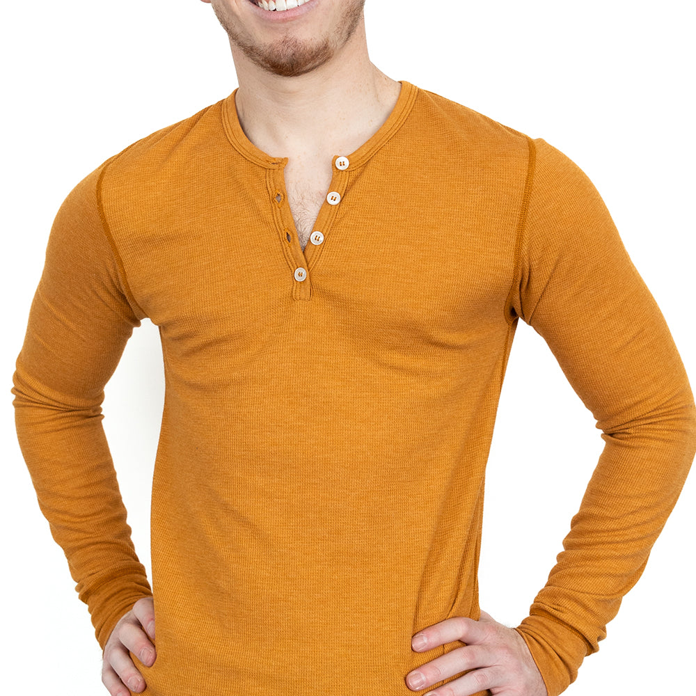 Gold Baby Thermal Long Sleeve Henley Shirt