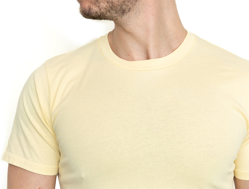 Soft Yellow Pigment Dyed Cotton Classic Short Sleeve Tee - Made In USA