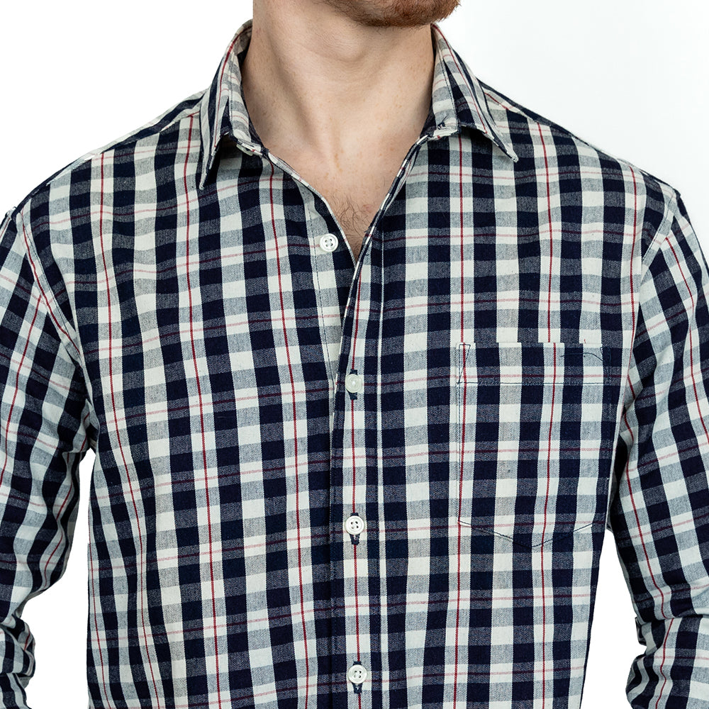 BIRMINGHAM Long Sleeve Shirt in Blue White Check