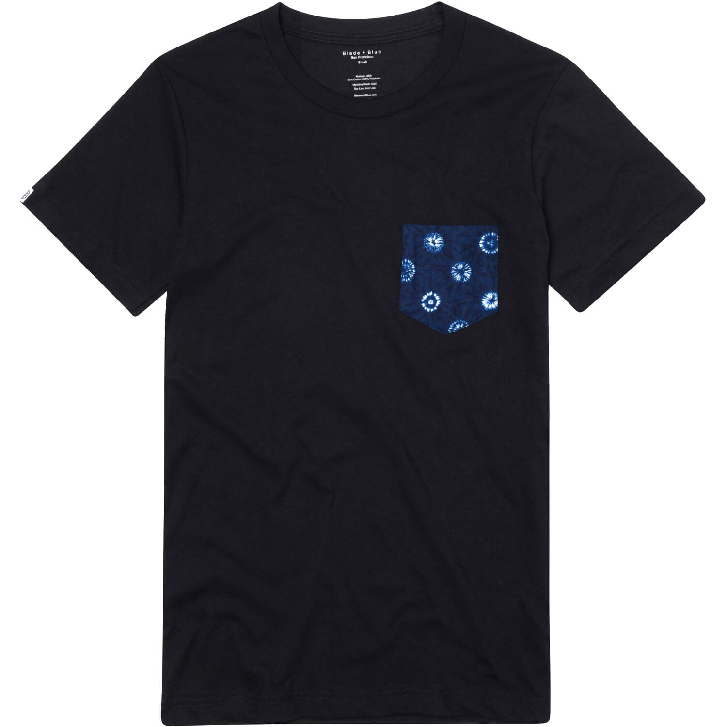 Black With Blue-Black Japanese Shibori Pocket T-Shirt