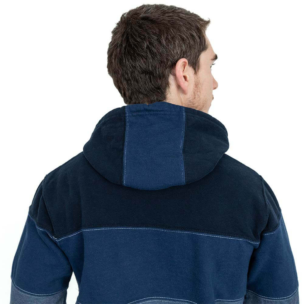 Blue Colorblock Stripe Popover Hoodie