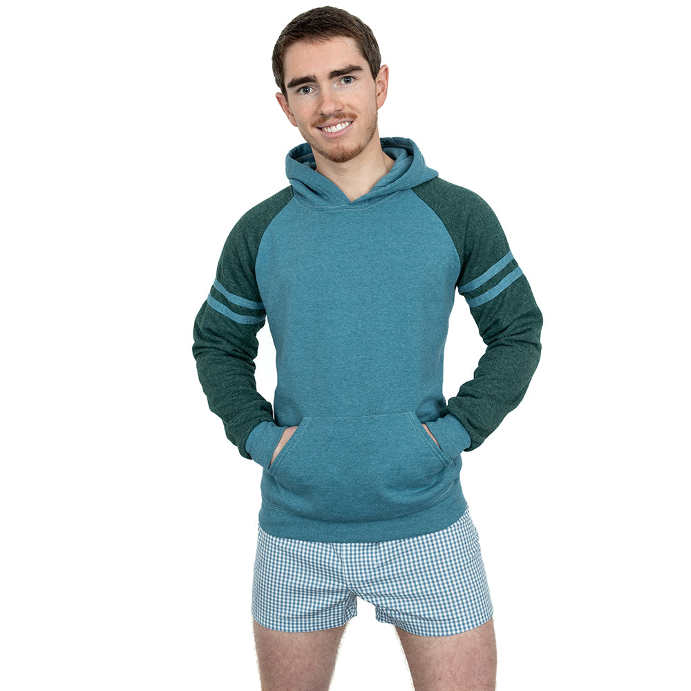 Teal &amp; Olive Varsity Stripe Popover Hoodie