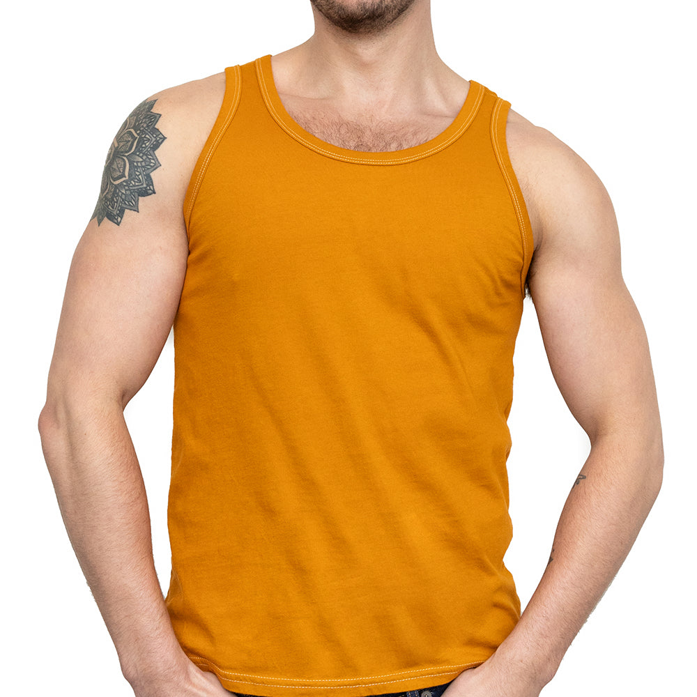 The &quot;Bruiser&quot; Cotton Tank Top in Varsity Gold