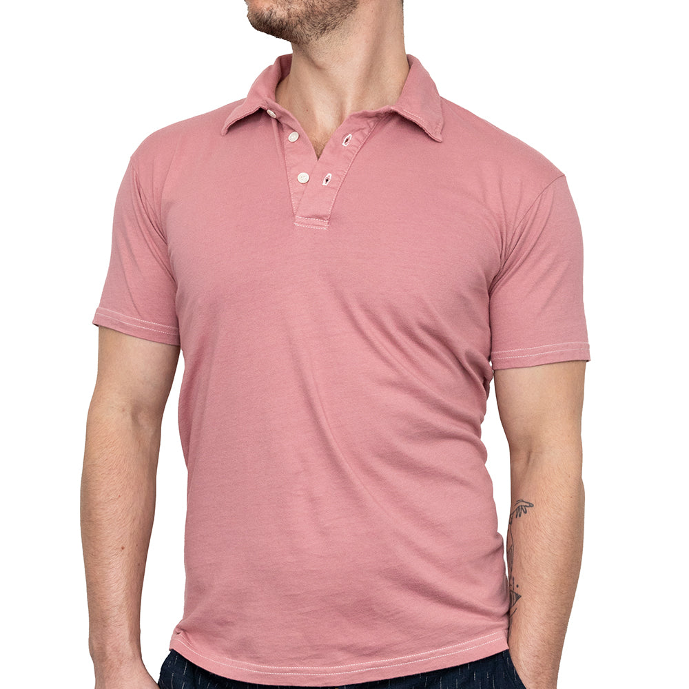 Organic Cotton Jersey Polo Shirt in Sweet Pink