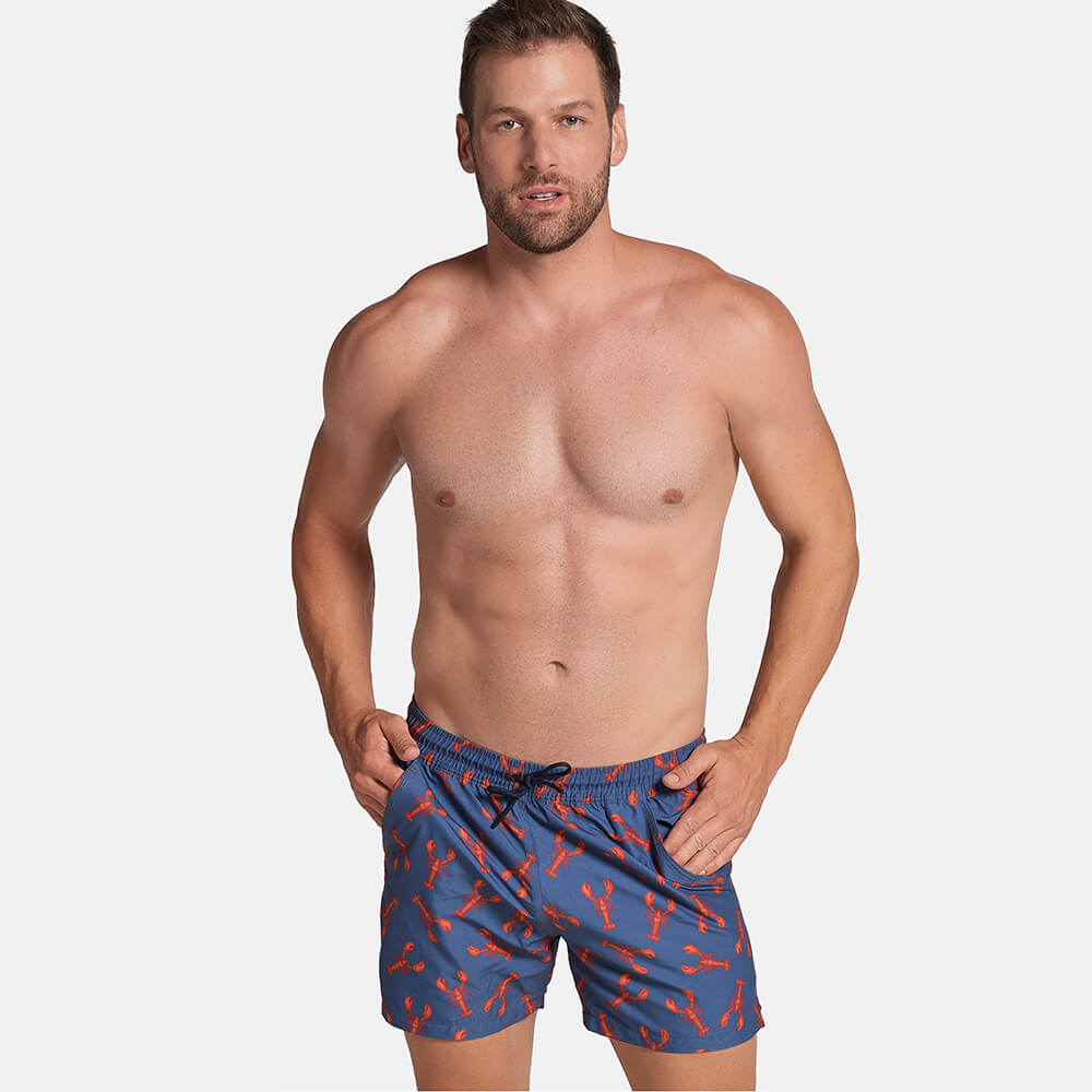 5&quot; Inseam Swim Trunk in Blue &amp; Red Lobster Print