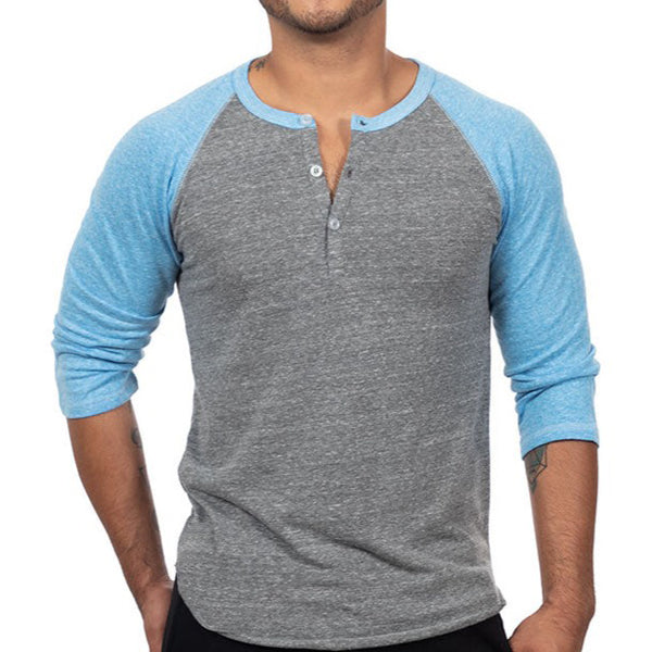 Men's Fanatics Branded ash/blue Co Rockies True Classics Better Believe Raglan Henley 3/4-Sleeve T-Shirt