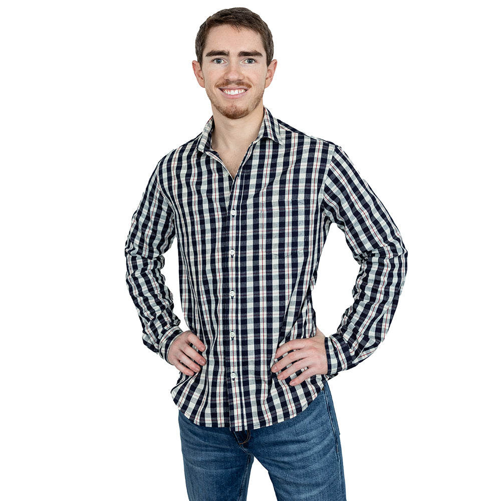 BIRMINGHAM Long Sleeve Shirt in Blue White Check