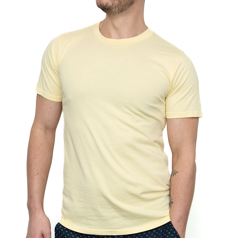 Soft Yellow Pigment Dyed Cotton Classic Short Sleeve Tee - Made In USA