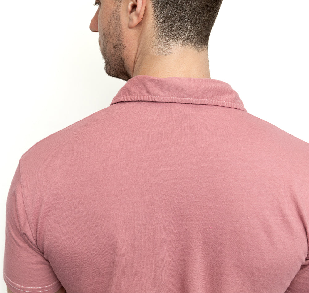 Organic Cotton Jersey Polo Shirt in Sweet Pink