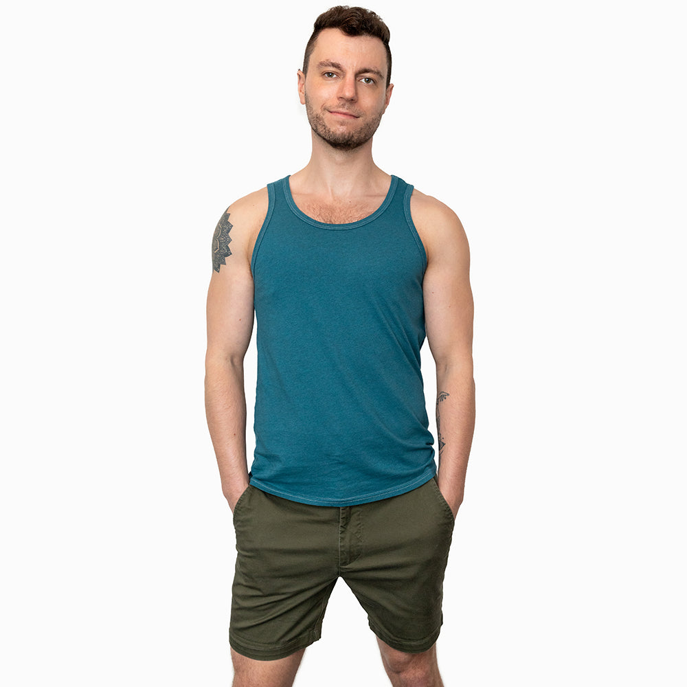 The &quot;Bruiser&quot; Cotton Tank Top in Teal Blue