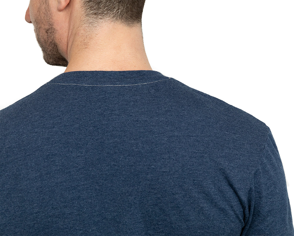 Short Sleeve Henley Tee in Navy Blue Heather