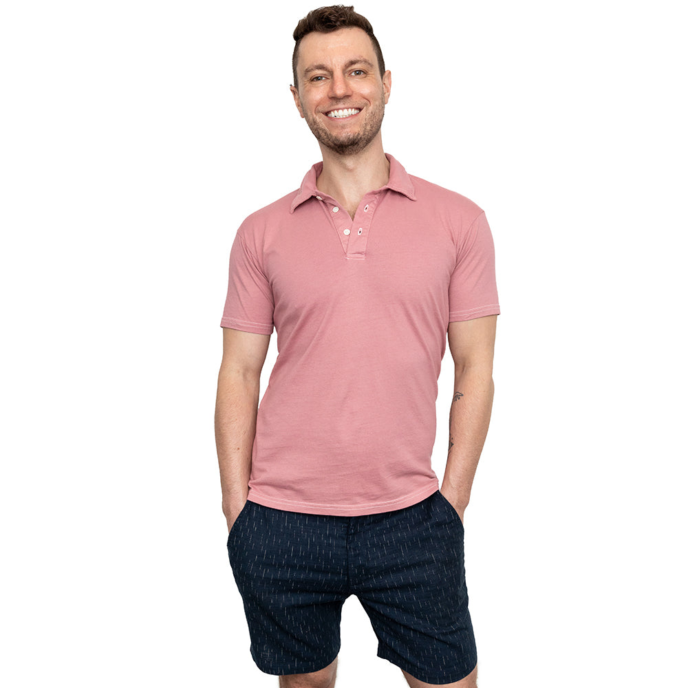 Organic Cotton Jersey Polo Shirt in Sweet Pink