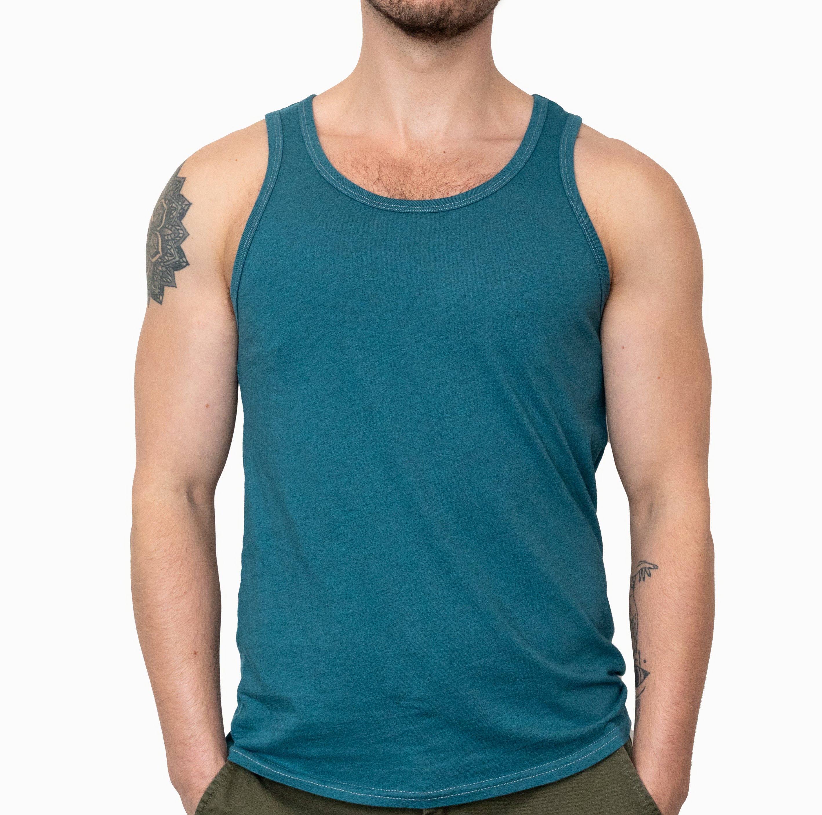 The &quot;Bruiser&quot; Cotton Tank Top in Teal Blue