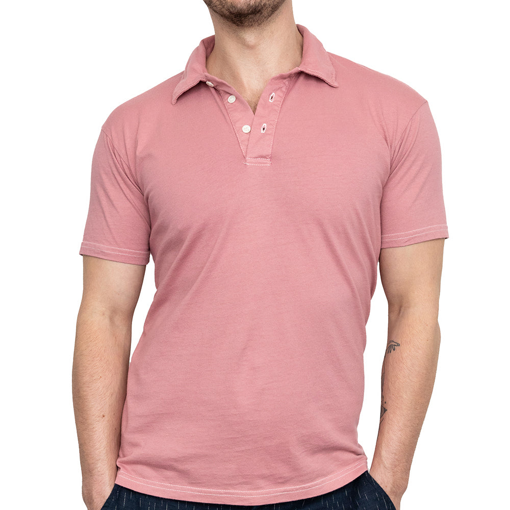 Organic Cotton Jersey Polo Shirt in Sweet Pink