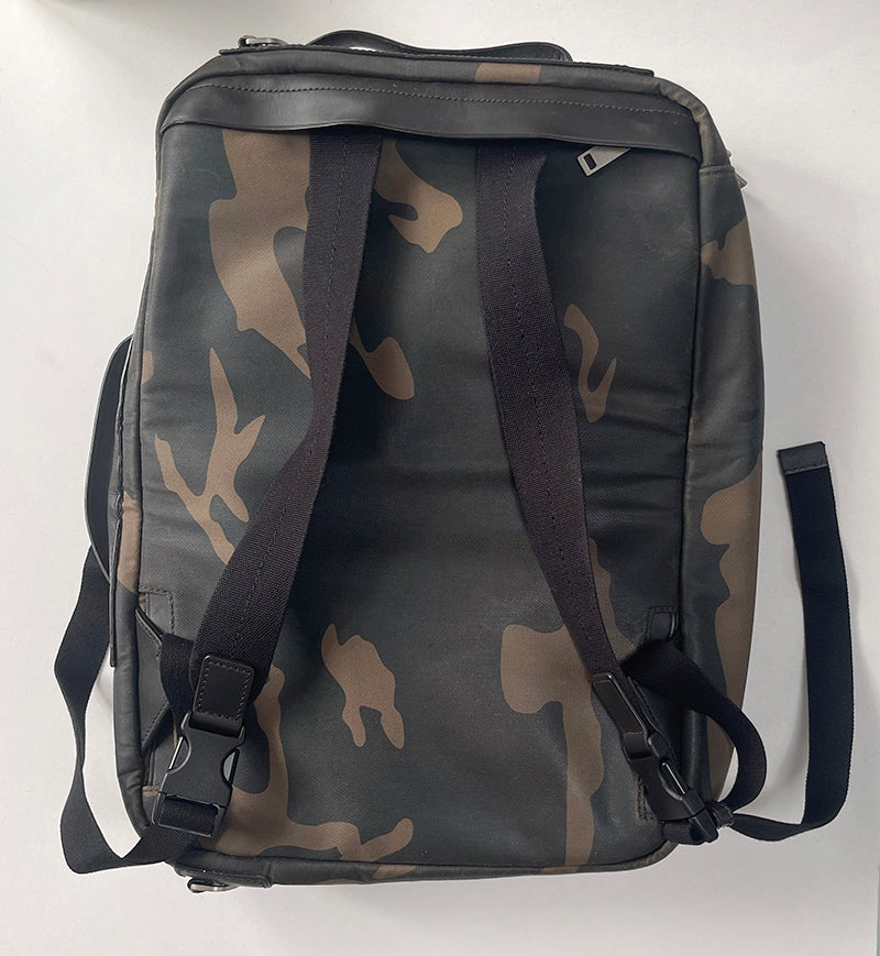 Jack Spade Camouflage &amp; Leather Backpack / Briefcase Hybrid Bag