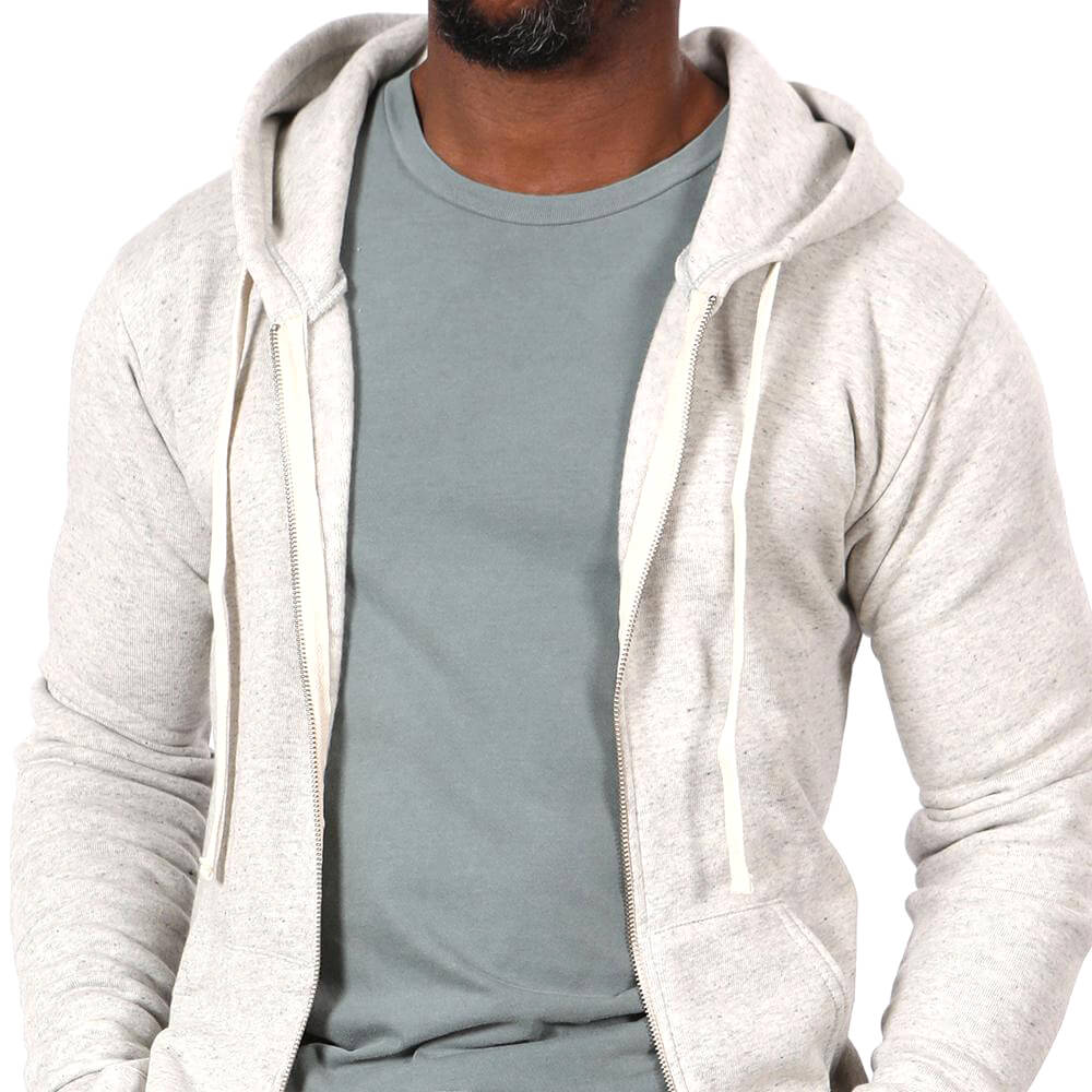 White Heather Salt &amp; Pepper Full Zip Hoodie