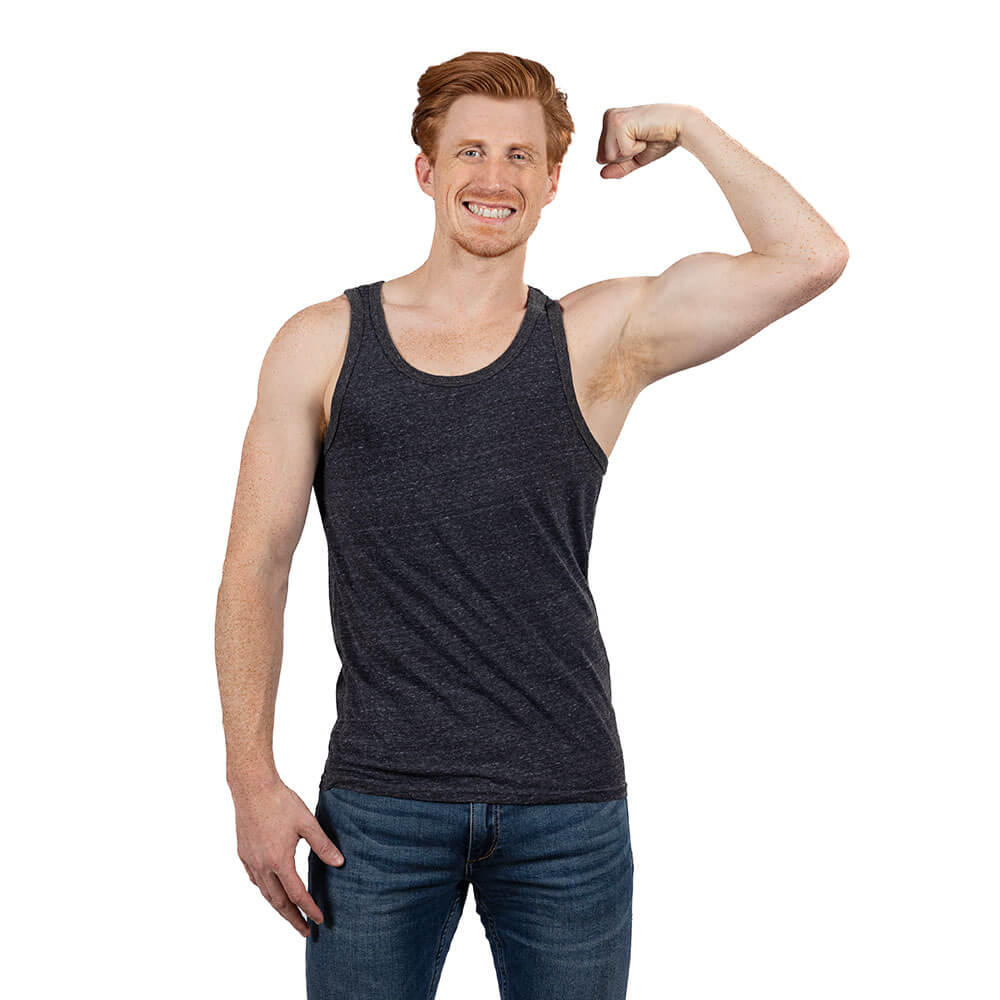 Solid Dark Grey Heather Tri-Blend Varsity Tank Top