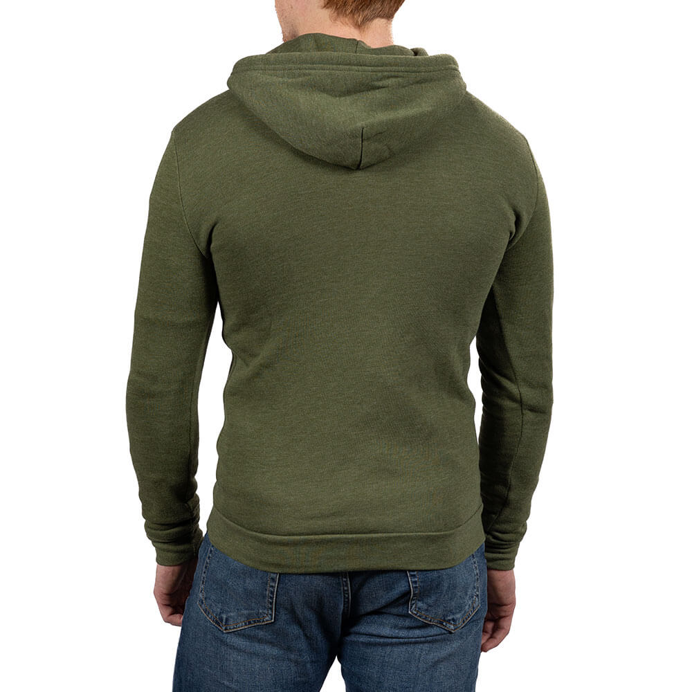 Army Green Heather Salt &amp; Pepper Full Zip Hoodie