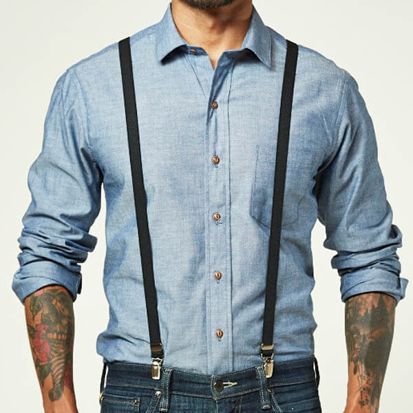 Black Elastic Skinny Suspenders