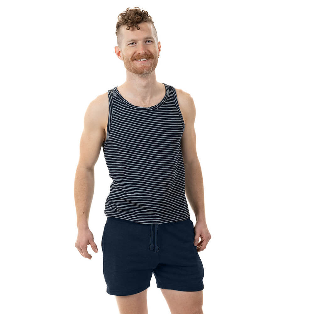 The Cruiser French Terry 5&quot; Varsity Sweat Shorts in Blue-Black - Made In USA