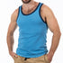 Aqua Blue & Navy Tri-Blend Varsity Tank Top