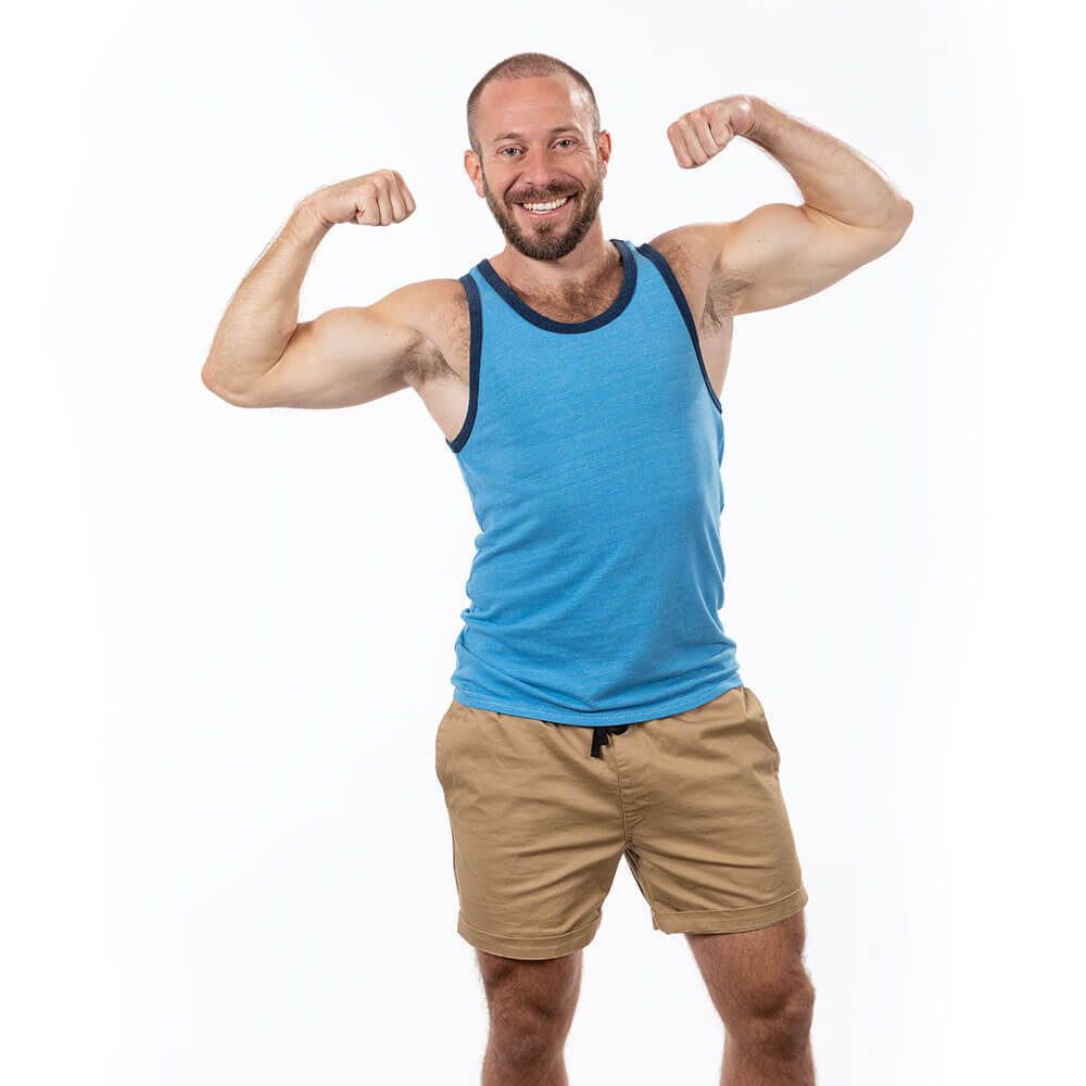 Aqua Blue &amp; Navy Tri-Blend Varsity Tank Top