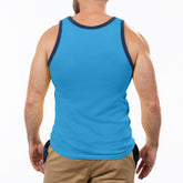 Aqua Blue & Navy Tri-Blend Varsity Tank Top