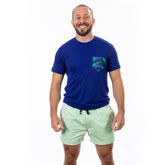 Royal Blue with Painted Palm Leaf Pocket T-Shirt