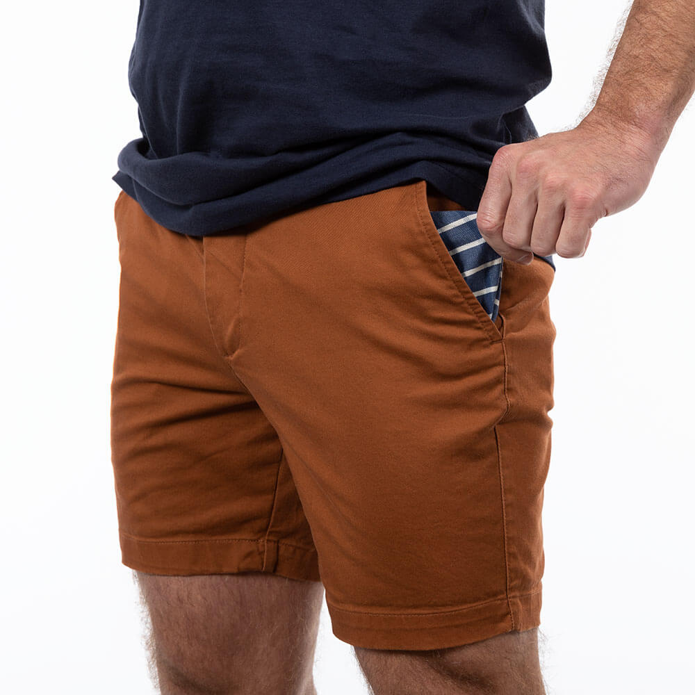 Copper Cotton Stretch Twill Shorts - Made In USA